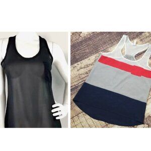 Bundle | Anthropologie Black Sheer Racerback Tank + Color Block Tank | Both Sz M